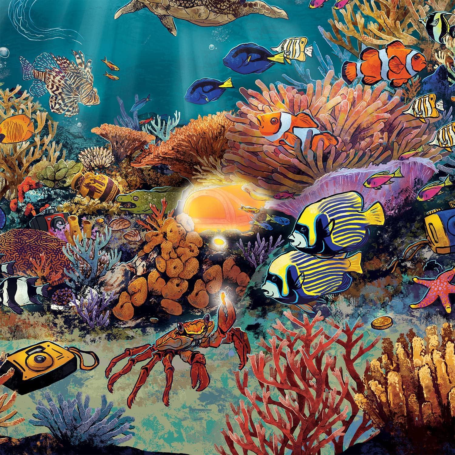 imagePeaceable Kingdom Deep Sea Adventure Puzzle 100Pc Seek amp Find Glow Puzzle for Kids Ages 6 amp Up Included Blacklight Reveals Hidden Items Great Family Puzzles