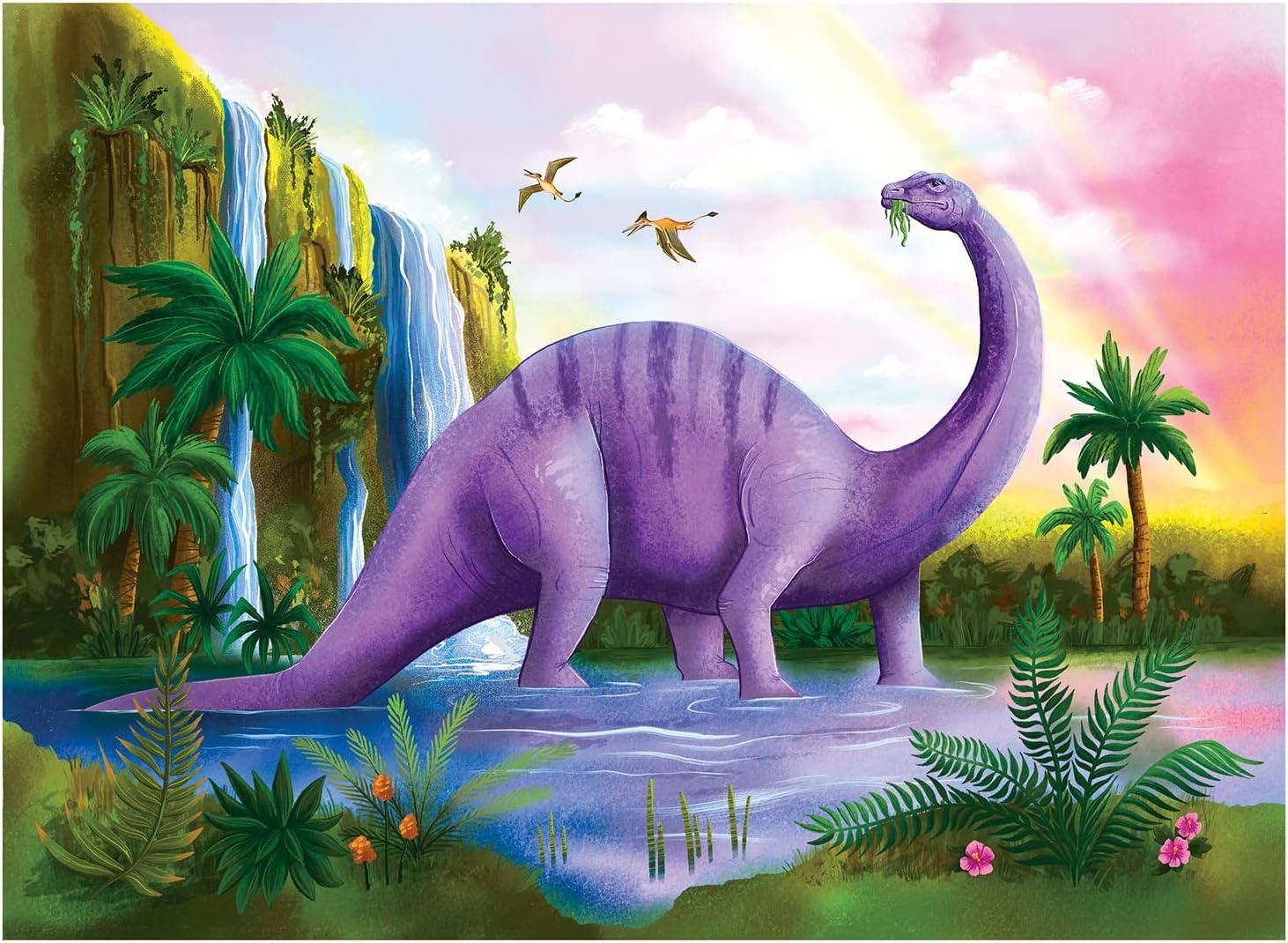 imagePeaceable Kingdom Dynamite Dinosaurs Wooden Jigsaw Set Four Design Collection with Storage Box Preschool Skill Building Activity Kids Age 3 Forty Eight Piece Dinosaur Scenes