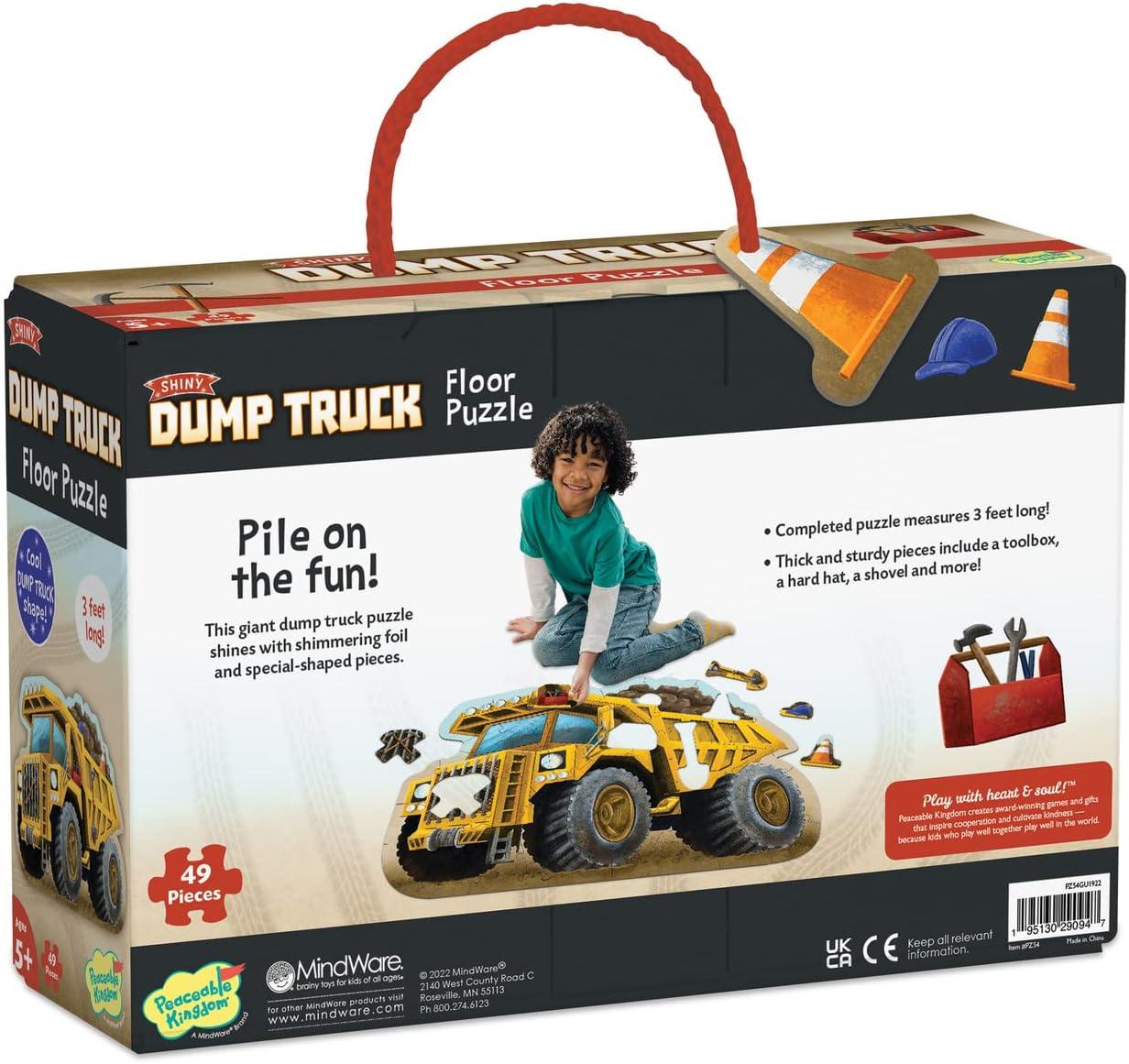 imagePeaceable Kingdom Giant Floor Puzzles with Uniquely Fun Shaped Pieces for Kids Ages 3 Gifts for Boys and Girls Dump Truck
