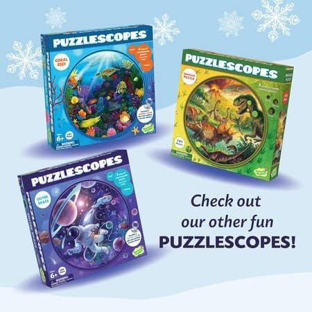 imagePeaceable Kingdom Puzzlescopes Snow Globe 219Pc Puzzle for Kids Ages 6 amp Up Included Suction Cup to Spin and Position Circular Pieces Great for Home or Classrooms