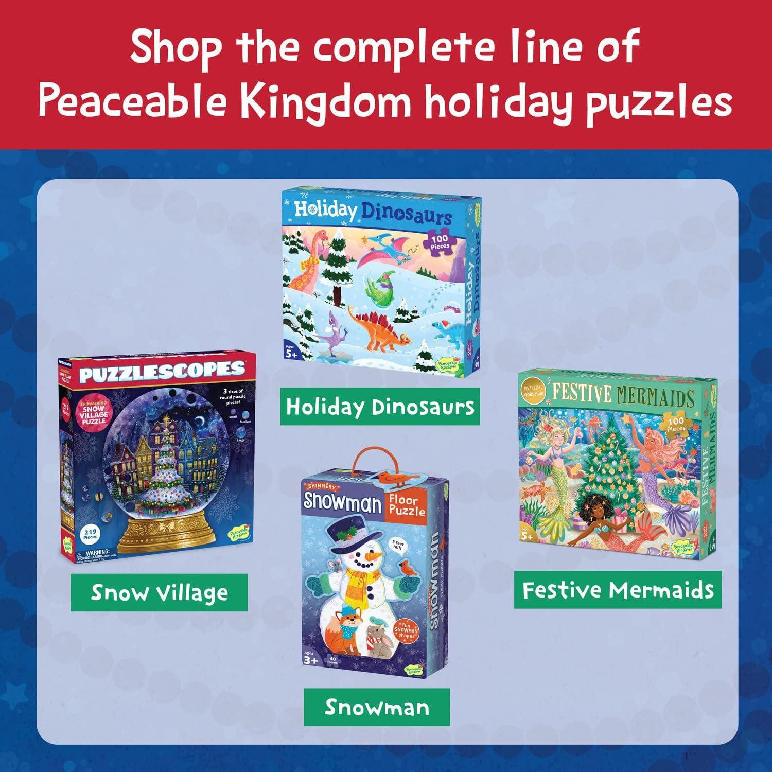 imagePeaceable Kingdom Shimmery Christmas Tree Floor Puzzle Giant Floor Puzzle for Kids Ages 3 amp up FunShaped Puzzle Pieces Great for Classrooms