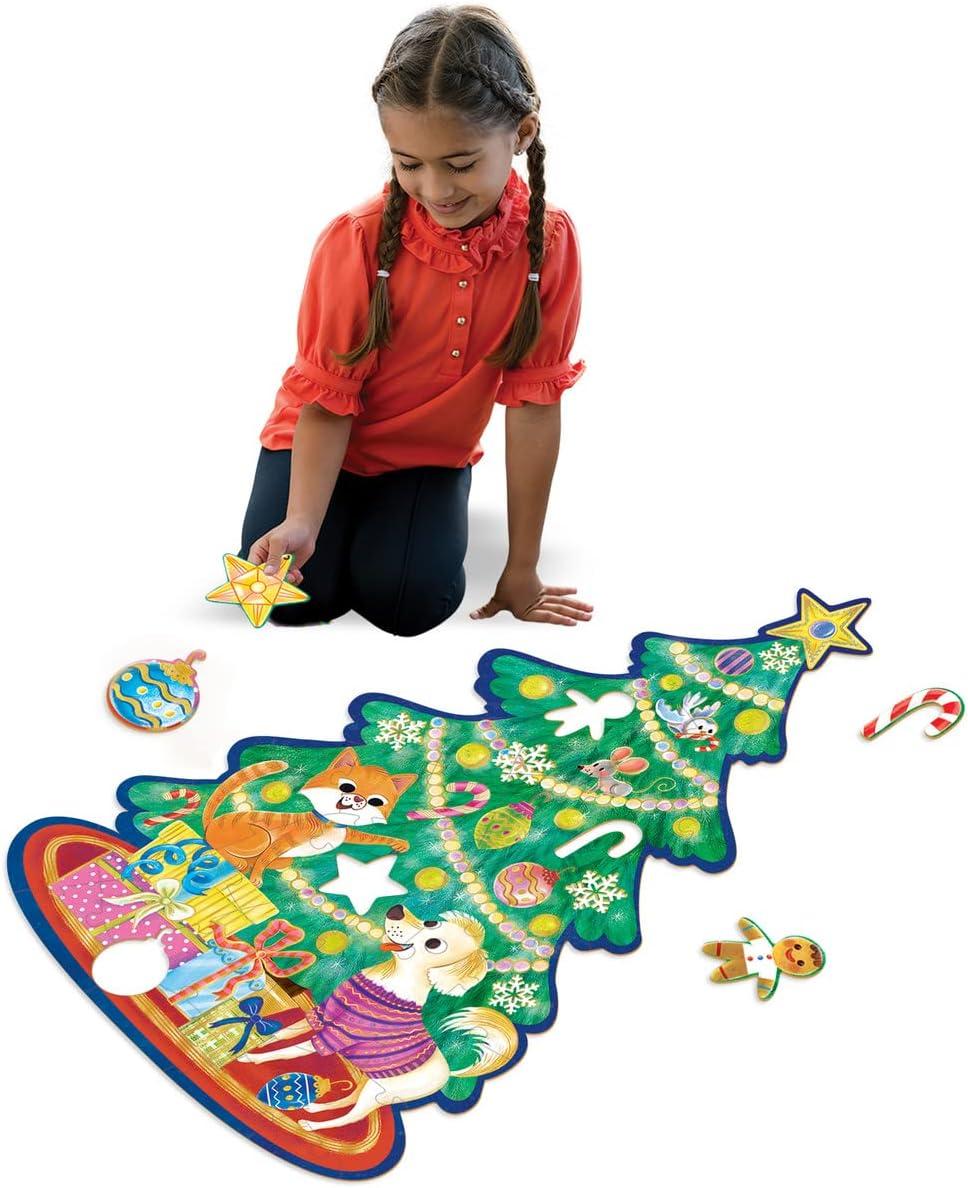 imagePeaceable Kingdom Shimmery Christmas Tree Floor Puzzle Giant Floor Puzzle for Kids Ages 3 amp up FunShaped Puzzle Pieces Great for Classrooms