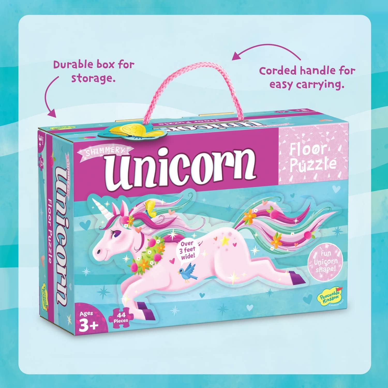 imagePeaceable Kingdom Shimmery Rainbow Floor PuzzleUnicorn