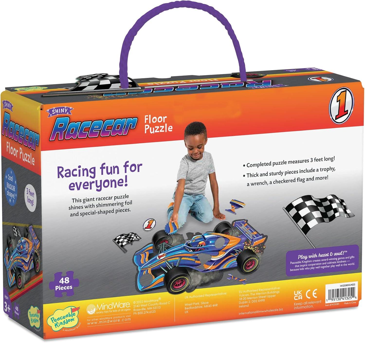 imagePeaceable Kingdom Shiny Shark Floor Puzzle 53Piece Giant Floor Puzzle for Kids Ages 5 amp up FunShaped Puzzle Pieces Great for ClassroomsRacecar