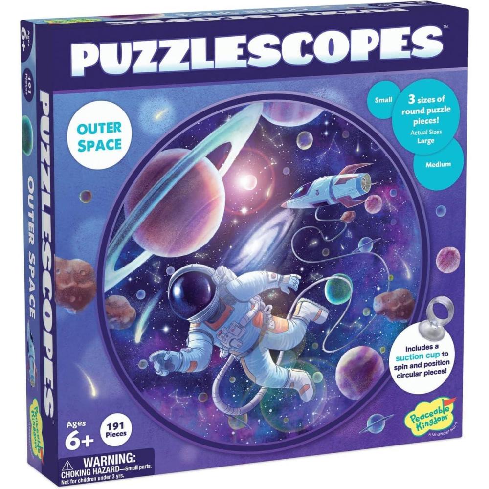 imagePeaceable Kingdom Puzzlescopes Outer Space 191Pc Puzzle for Kids Ages 6 amp Up Included Suction Cup to Spin and Position Circular Pieces Great for Home or Classrooms