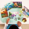 Peaceable Kingdom Dynamite Dinosaurs Wooden Jigsaw Set, Four Design Collection with Storage Box, Preschool Skill Building Activity, Kids Age 3+, Forty Eight Piece Dinosaur Scenes