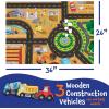 Peaceable Kingdom Puzzle and Play: Construction Site – 48-Piece Puzzle Includes 3 Wooden Construction Vehicles — Great for Home or Classroom Use — for Kids Ages 3 & Up