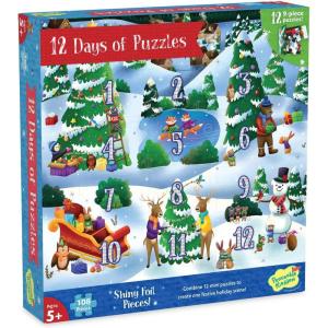 Peaceable Kingdom 12 Days of Puzzles Advent Calendar 2024 – Unique 12 Days of Christmas Advent Calendar Puzzles for Kids Ages 5 & Up