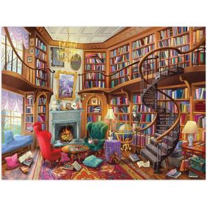 Peaceable Kingdom Cozy Library Pass Along Puzzle – 500-Piece with Shiny Foil Accents & Easel-Style Storage Box — Log Your Time Then Pass This Puzzle Along to Friends — for Kids Ages 8 & Up