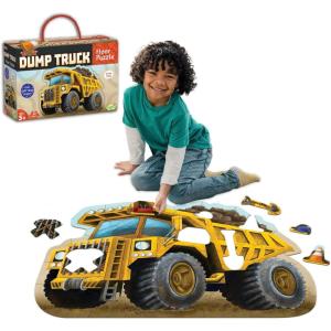 Peaceable Kingdom Giant Floor Puzzles with Uniquely Fun Shaped Pieces for Kids Ages 3+ Gifts for Boys and Girls – Dump Truck