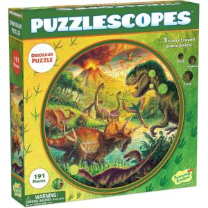 Peaceable Kingdom Puzzlescopes: Dinosaur Puzzle – 191-Pc. Puzzle for Kids Ages 6 & Up – Included Suction Cup to Spin and Position Circular Pieces – Great for Home or Classrooms