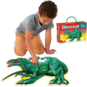 Peaceable Kingdom Shiny Shark Floor Puzzle – 53-Piece Giant Floor Puzzle for Kids Ages 5 & up – Fun-Shaped Puzzle Pieces – Great for Classrooms(T-Rex)