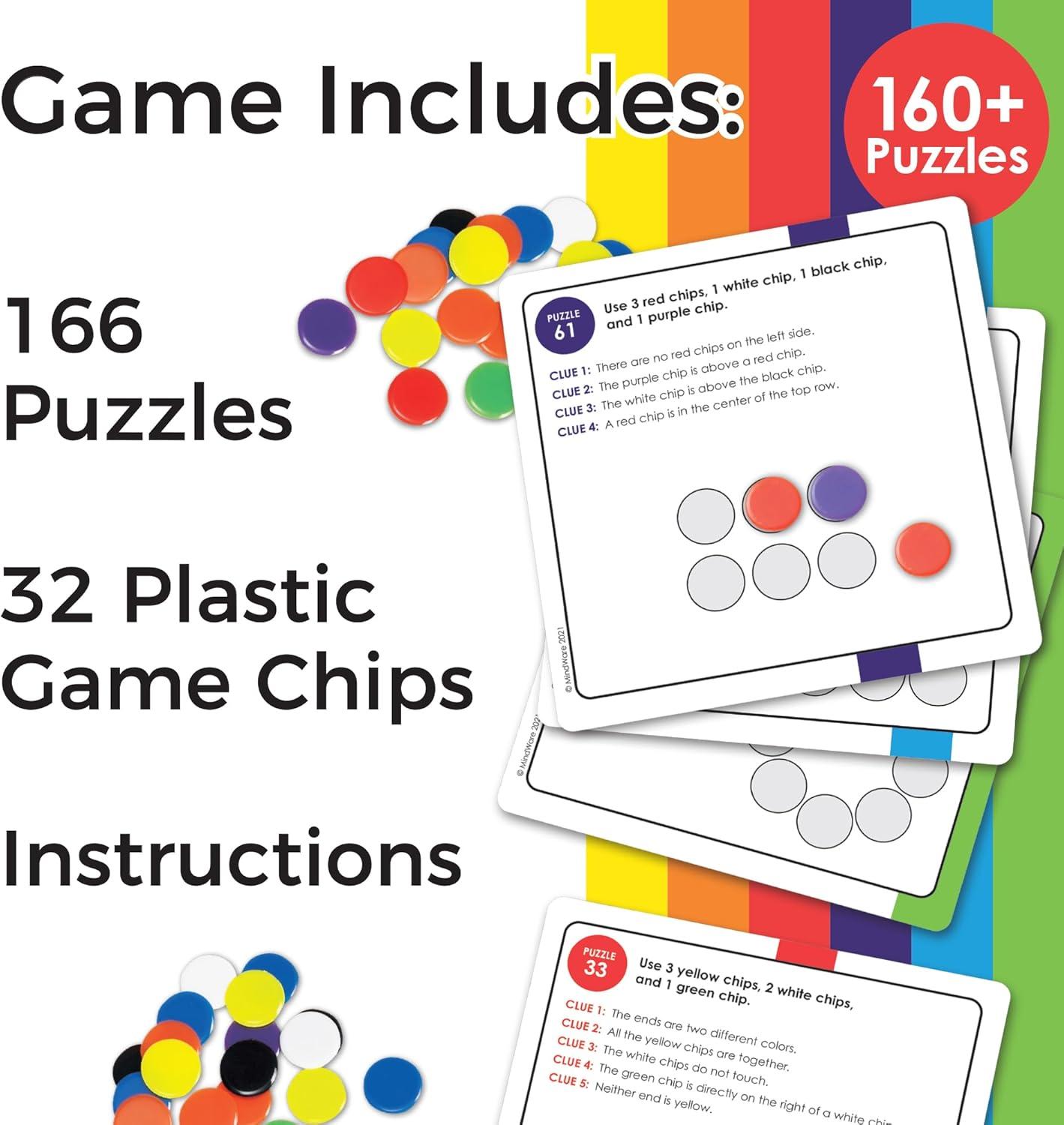 imageMindWare Logic Links Puzzle Games Brain Teaser Puzzles for Kids and Brain Games for Adults 166 Challenging Brain Puzzles 32 Game Chips Ages 6