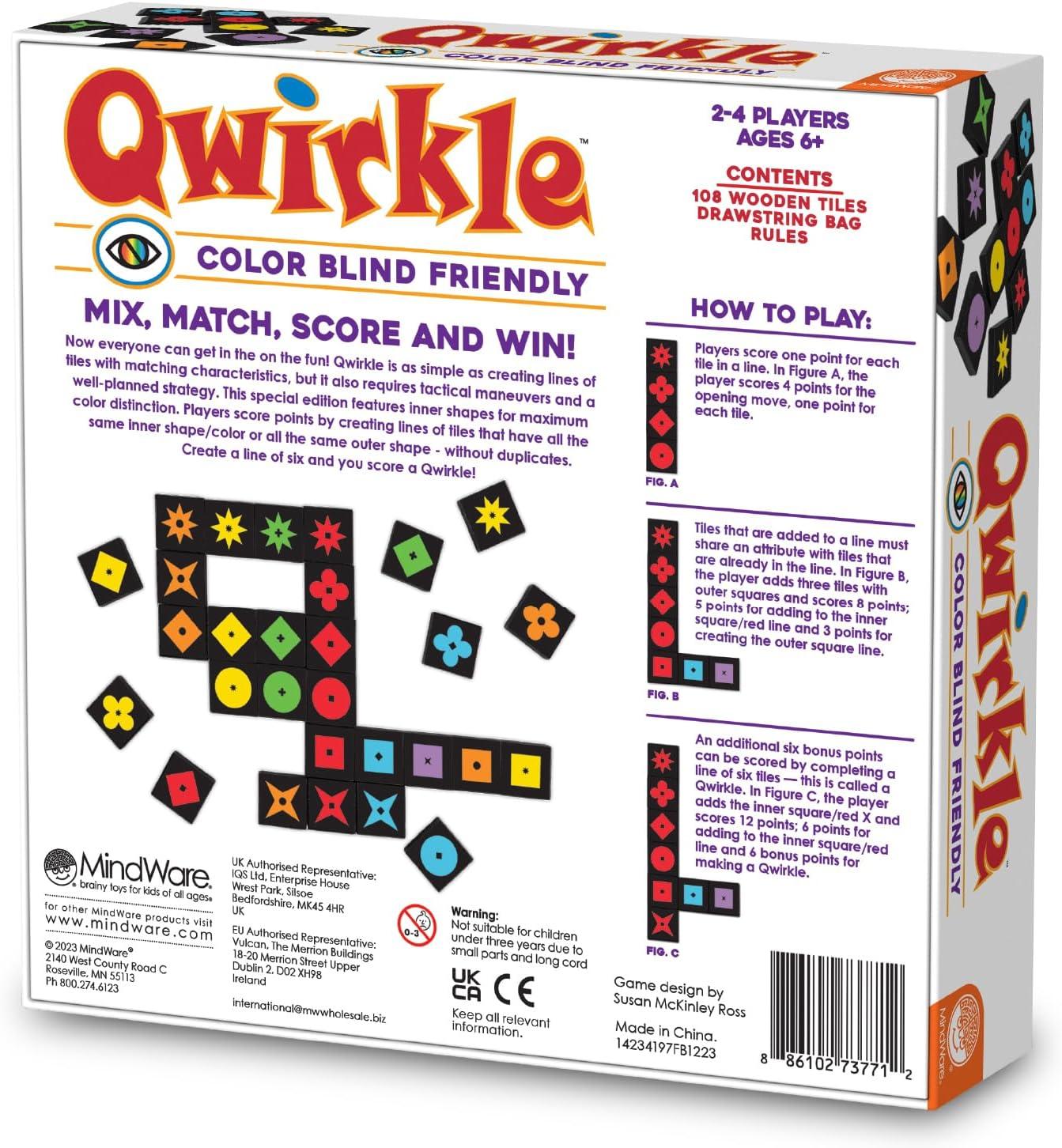 imageMindWare Qwirkle Color Blind Friendly Family Game Game for Kids and Adults Fun Family Game Night Game for Concentration and VisualThinking Skills Ages 6