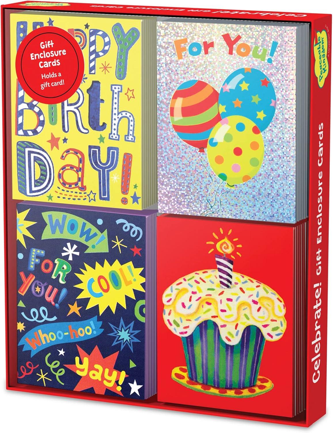 imagePeaceable Kingdom Celebration Enclosure Card Assortment Colorful Greeting Cards With Matching Envelopes For Birthdays Parties Congratulations Thank You Notes Blank Inside For Writing 20 Card Set