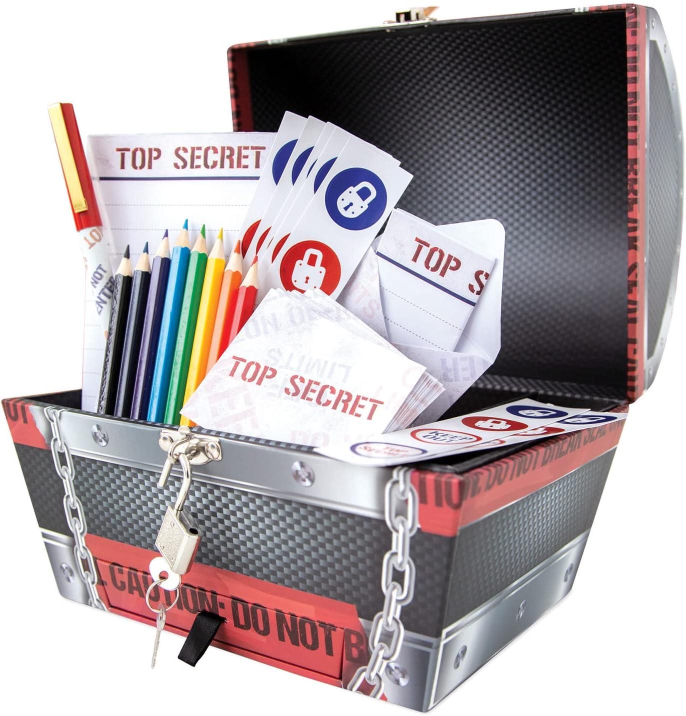 imagePeaceable Kingdom Kids Treasure Box Keep Out Treasure Chest with Lock amp Keys Secret Box Mini Jewelry Box Storage Box Boys amp Girls