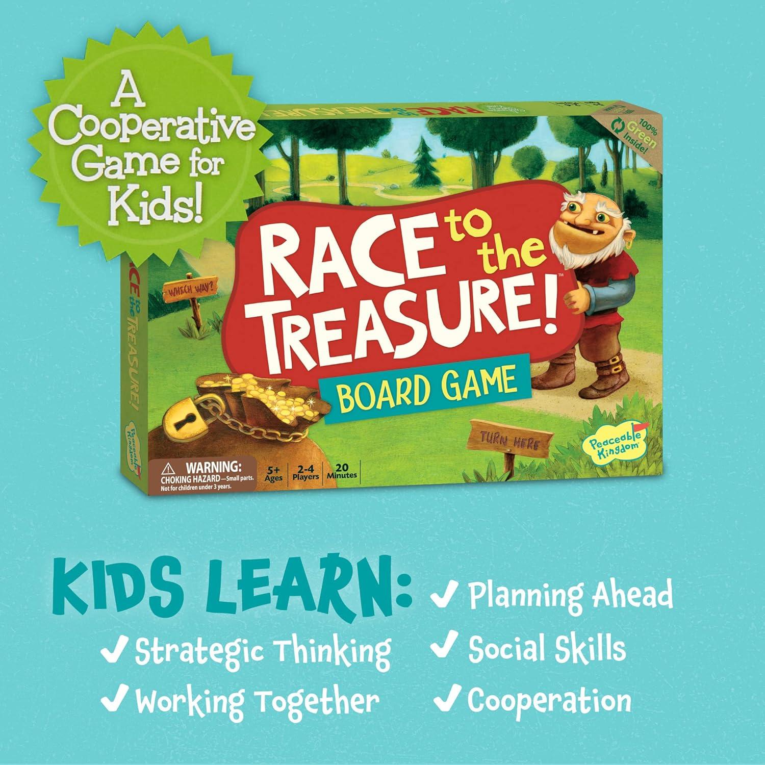 Peaceable Kingdom Race to the Treasure! Cooperative Path Building Game ...