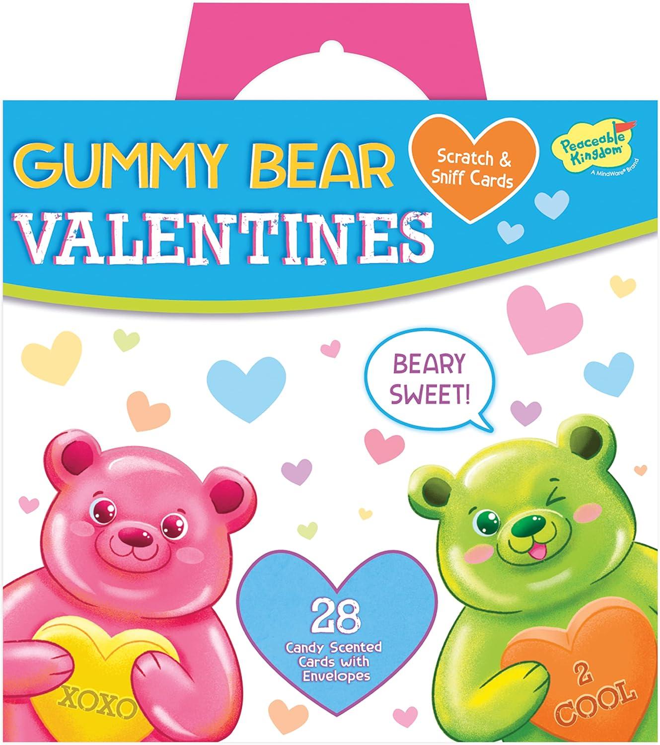 imagePeaceable Kingdom Valentines Cards for Kids Classroom Set of 28 Valentines Day Gifts Mini Popper Heart Pop It Fidget Toys Classroom Exchange Set Unique Fun Gifts for Kids Ages 4Gummy Bear Scratch and Sniff Scented Candy Heart Valentines