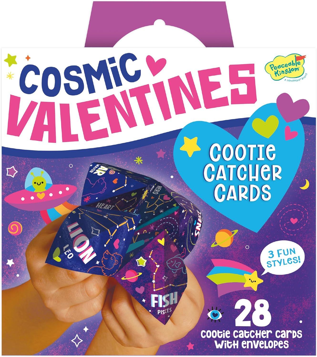 imagePeaceable Kingdom Valentines Cards for Kids Classroom Set of 28 Valentines Day Gifts Mini Popper Heart Pop It Fidget Toys Classroom Exchange Set Unique Fun Gifts for Kids Ages 4Cosmic Space Cootie Catcher Cards