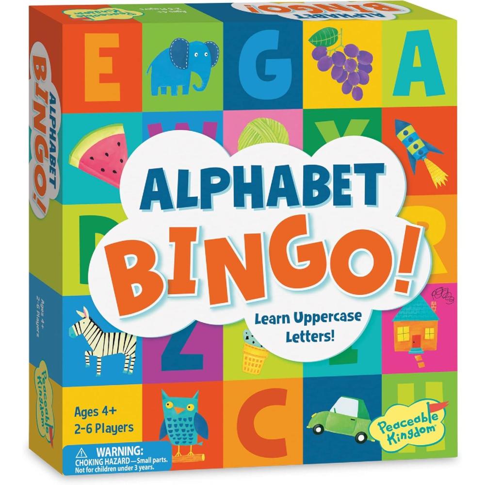 imagePeaceable Kingdom Alphabet Bingo Letter Learning Educational Board Game for 2 to 6 Kids Ages 4