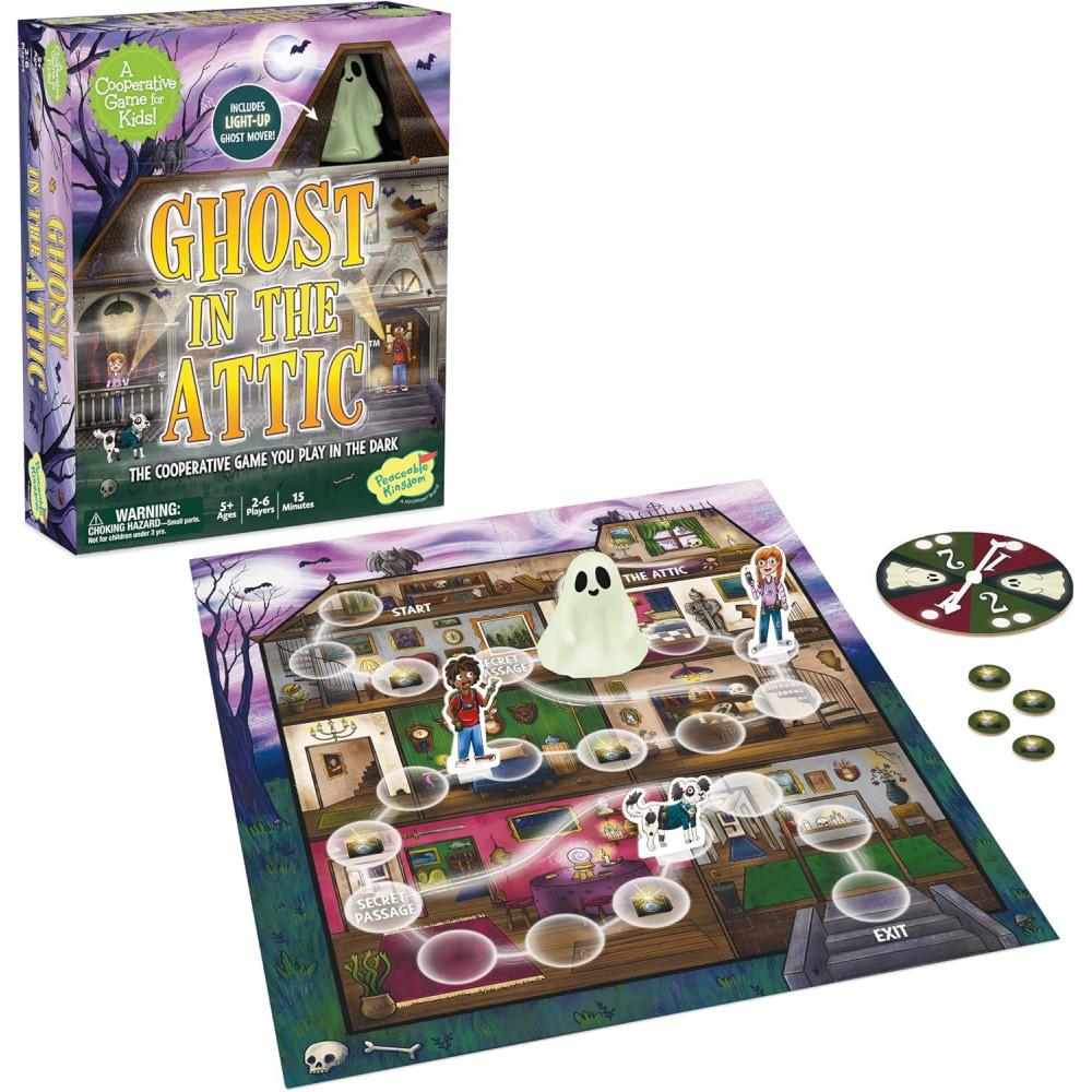 imagePeaceable Kingdom Ghost in The Attic Cooperative Board Game for Family Game Night Unique GlowinTheDark Board Game Great for Kids Ages 5 amp Up