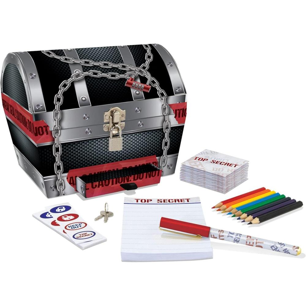 imagePeaceable Kingdom Kids Treasure Box Keep Out Treasure Chest with Lock amp Keys Secret Box Mini Jewelry Box Storage Box Boys amp Girls