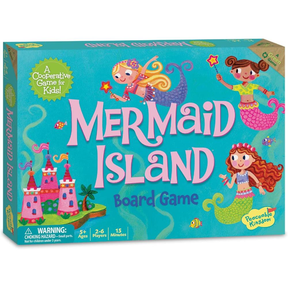 imagePeaceable Kingdom Mermaid Island Award Winning Cooperative Board Game for 2 to 6 Kids Ages 5
