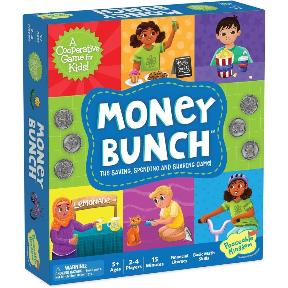 imagePeaceable Kingdom Money Bunch Game Cooperative Board Game Teaching Smart Money Habits of Learning to Save Share and Spend Money