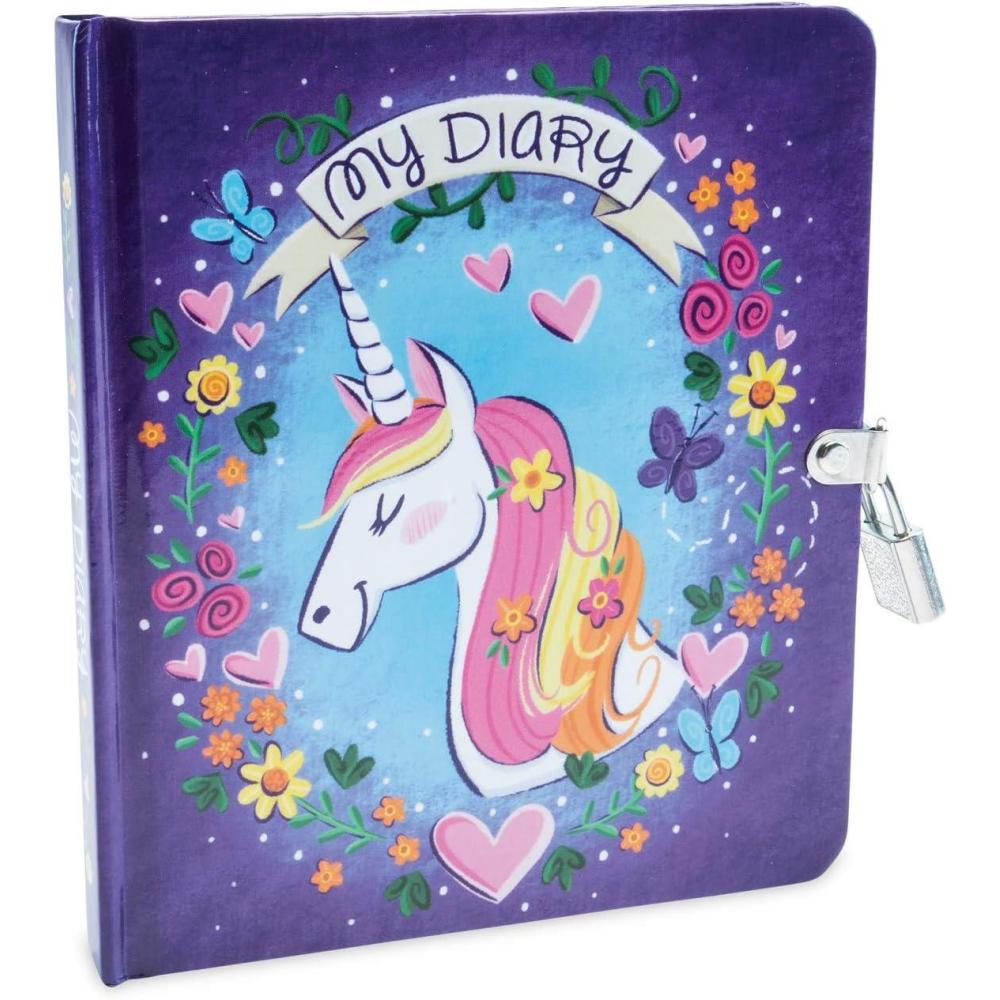 imagePeaceable Kingdom Unicorn Diary 208 lined pages with lock key amp matching charm Travelsized notebook for kids to record thoughts amp feelings in a safe space Great gift for boys amp girls