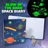 Peaceable Kingdom Deep Space Glow in the Dark 6.25″ Lock and Key, Lined Page Diary for Kids