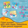Peaceable Kingdom Valentines Cards for Kids Classroom, Set of 28 Valentines Day Gifts, Mini Popper Heart Pop It Fidget Toys, Classroom Exchange Set, Unique Fun Gifts for Kids, Ages 4+(Fidget Spinner Pencil Toppers)