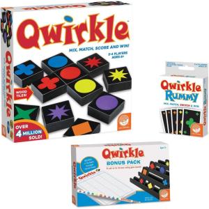 MindWare Qwirkle Game Kit: Qwirkle Board Game, Qwirkle Rummy, and Qwirkle Bonus Pack – Strategy Game for Kids and Adults – 2 to 4 Players – Ages 6 and Up