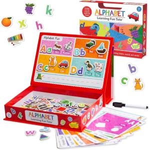 Peaceable Kingdom Alphabet Learning Fun Tote, Hands-on Literacy Activity Set with Magnetic Letters Sheets, Early Reading Skills Development, Kids Age 4+, Portable Classroom Home Organization