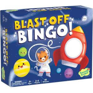 Peaceable Kingdom Blast-Off Bingo: Independent Bingo Game for Kids – Great for Single Players & Groups – 6 Double-Sided Playing Boards – Ages 3 & up