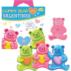 Peaceable Kingdom Valentines Cards for Kids Classroom, Set of 28 Valentines Day Gifts, Mini Popper Heart Pop It Fidget Toys, Classroom Exchange Set, Unique Fun Gifts for Kids, Ages 4+(Gummy Bear Scratch and Sniff Scented Candy Heart Valentines)