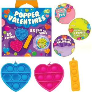Peaceable Kingdom Valentines Cards for Kids Classroom, Set of 28 Valentines Day Gifts, Mini Popper Heart Pop It Fidget Toys, Classroom Exchange Set, Unique Fun Gifts for Kids, Ages 4+(Mini Popper Heart Pop It Fidgets)