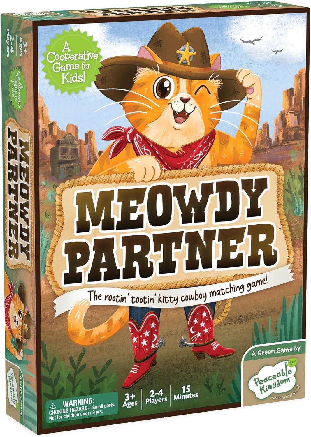 imagePeaceable Kingdom Meowdy Partner Cooperative Matching Game Preschool Memory and Observation Game for Kids Ages 35 Team Based Gameplay with Cards Tokens and Cookie Barrel Board