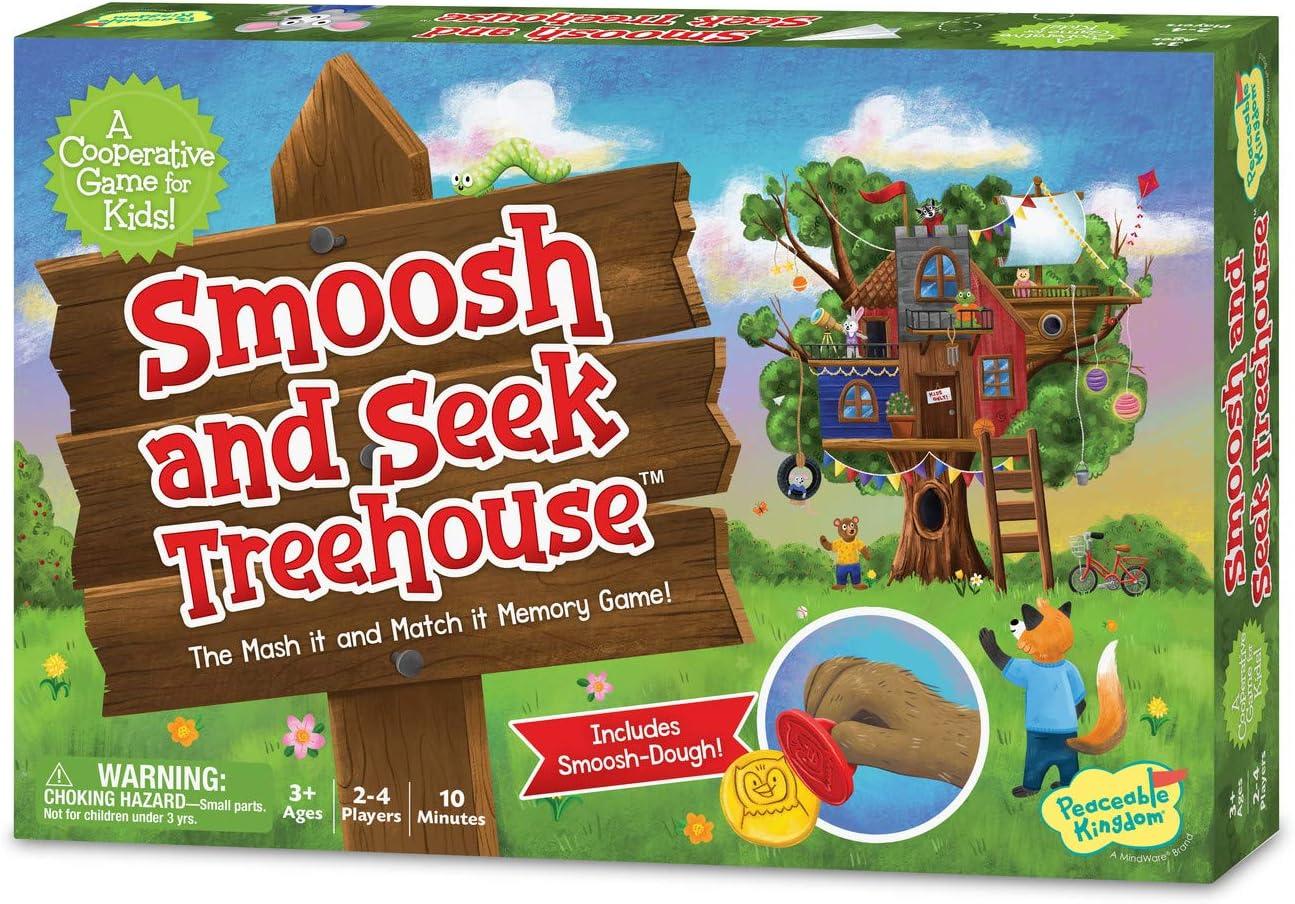 imagePeaceable Kingdom Smoosh and Seek Treehouse Cooperative MemoryMatching Game Use Teamwork to Win Perfect for Families with Kids Ages 3 amp up
