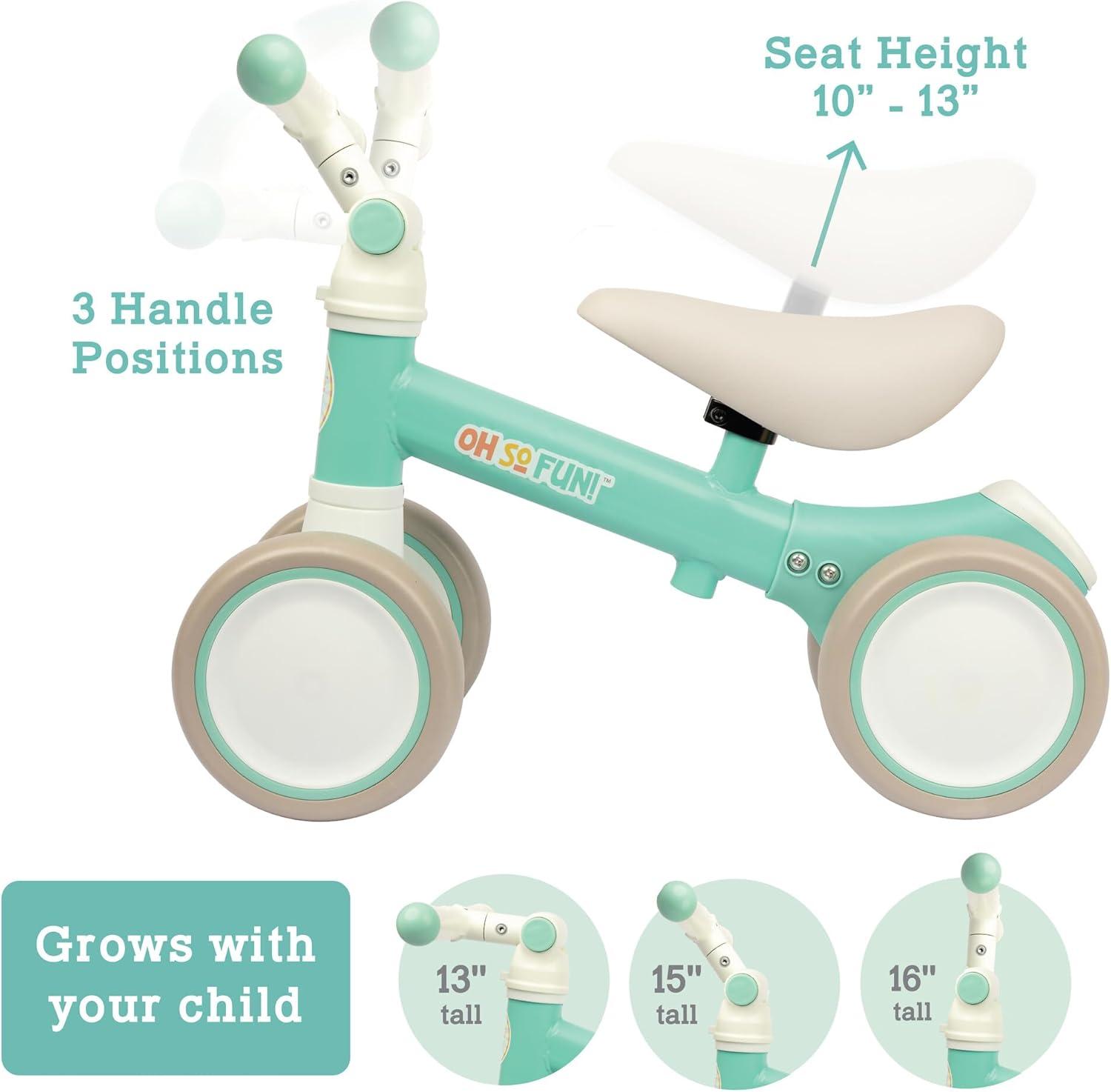 imageMindWare Balance Bike 1 Year Old Baby First Bicycle for Toddlers 12 First Birthday Gift Ideas Interactive Montessori Ride On Toy Oh So Fun Teal