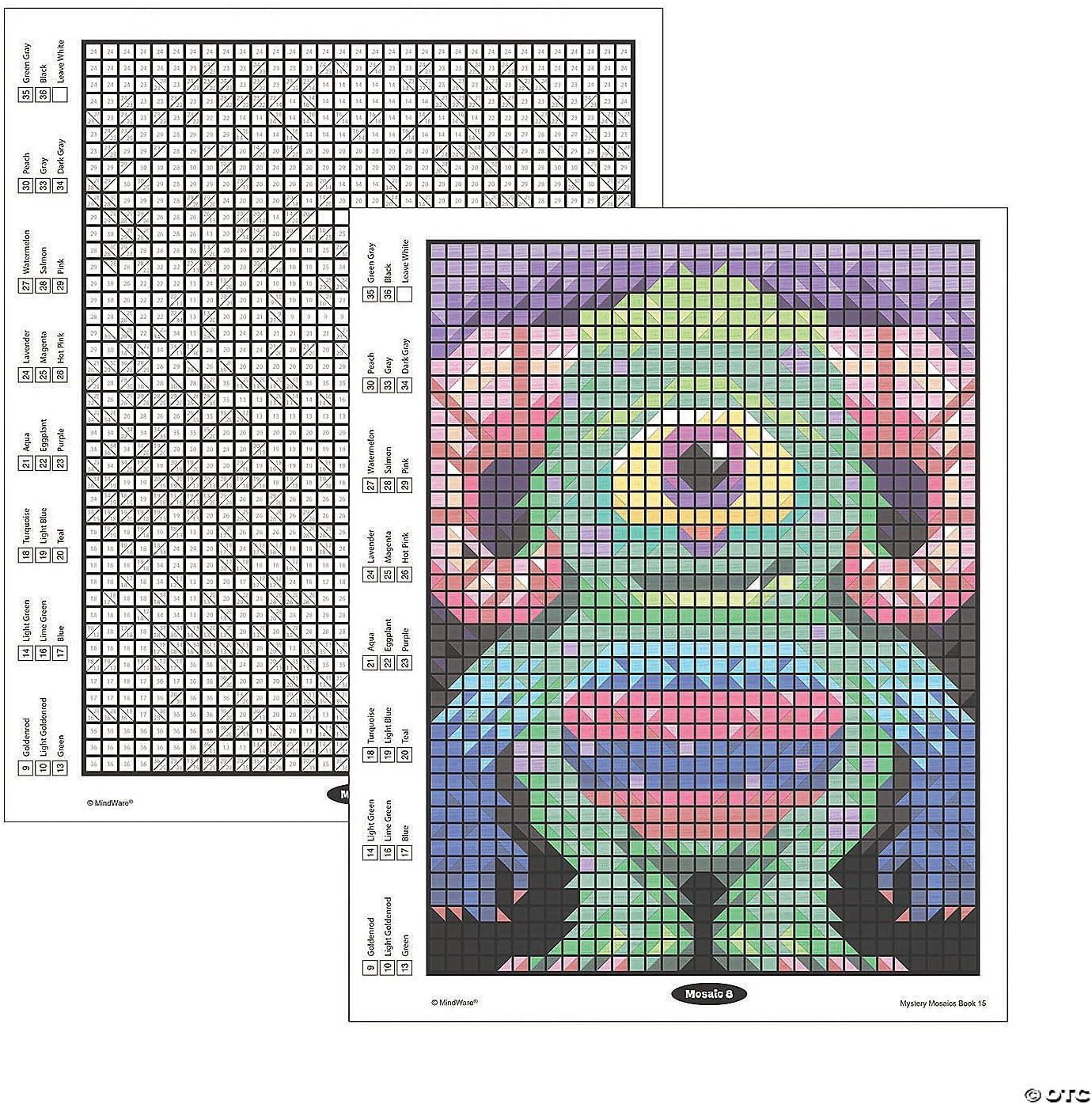 imageMindWare Color by Number Mystery Mosaics Book 15 NumberGuided HiddenImage Coloring Activity Book Ages 6