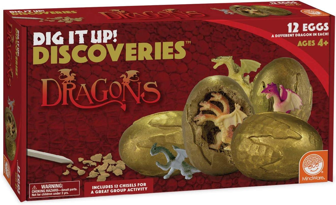 imageMindWare Dig It Up Discoveries Dragon Eggs Dig Kit Includes 12 Dragon Eggs with Toys Inside Chisel Tools Instruction Sheets amp Excavation Guidebook