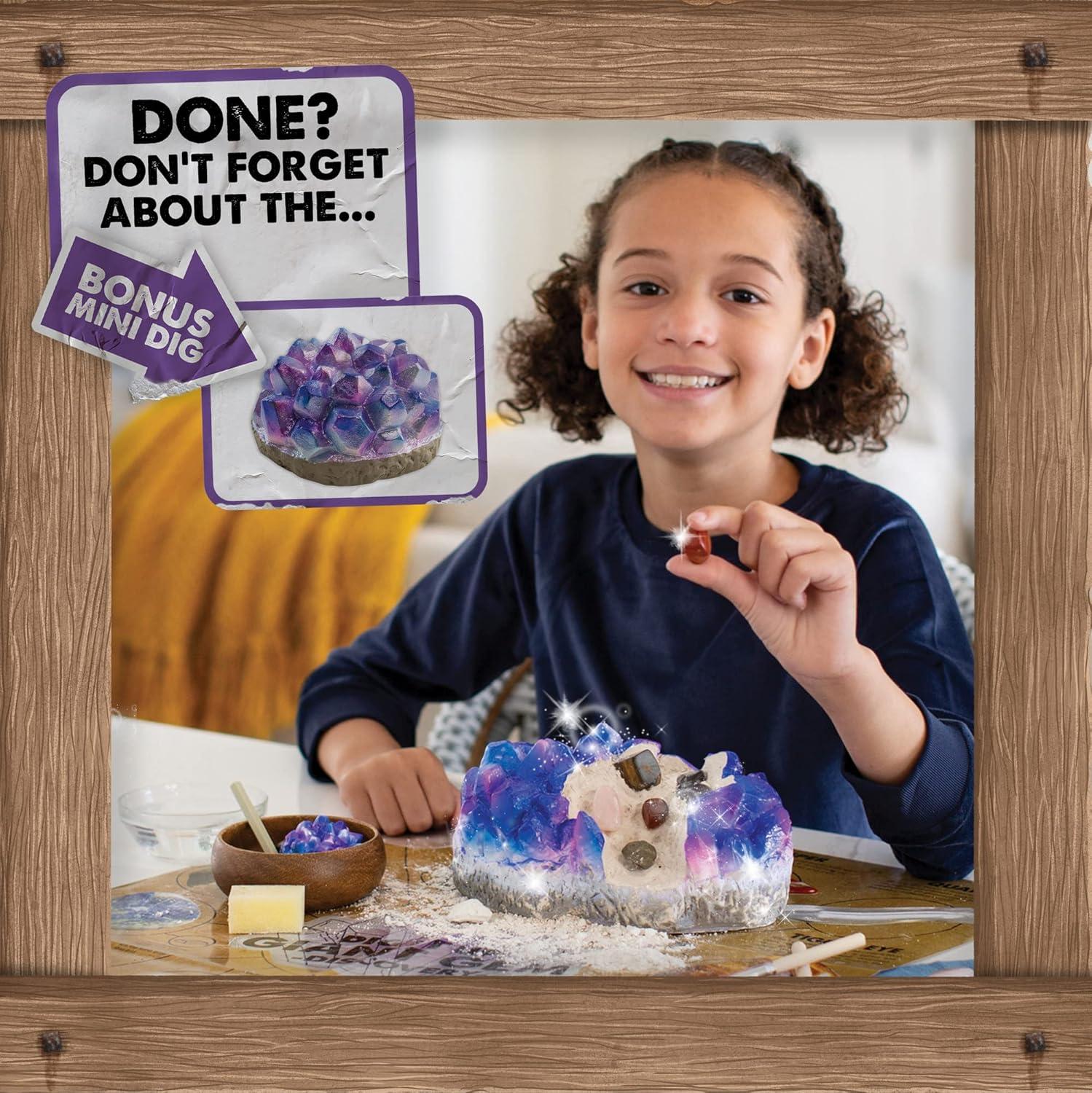 imageMindWare Dig It Up Giant Gem Discovery Kit Gemstone Dig Kit Offers Geology for Kids with 12 Real Polished Hidden Gemstones Includes 1 Giant Gem Chiseling Tools Gemstone Poster Ages 4