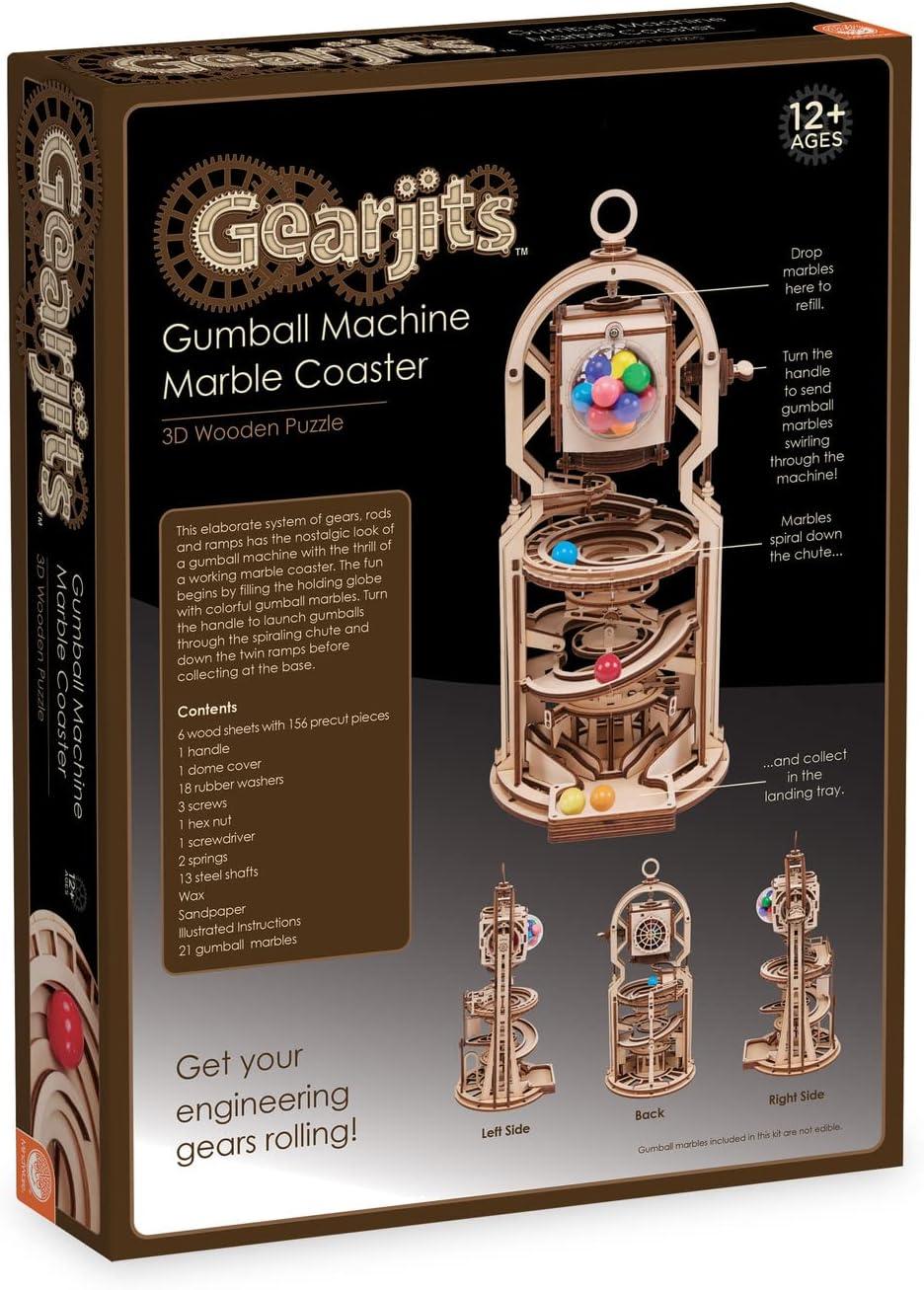 imageMindWare Gearjits Gumball Machine Marble Coaster Wooden 3D Building Puzzle for Teens amp Adults DIY STEM Building Toys for Kids Fun for Adults Too Ages 12 and Up