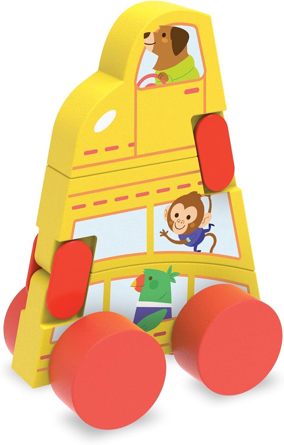 imageMindWare Konvertibles Transforming Wooden Cars 2Piece FlipampChange Vehicle Set with CarryAlong Box That Becomes 3D Road Scene Toddler Toy for Ages18Months
