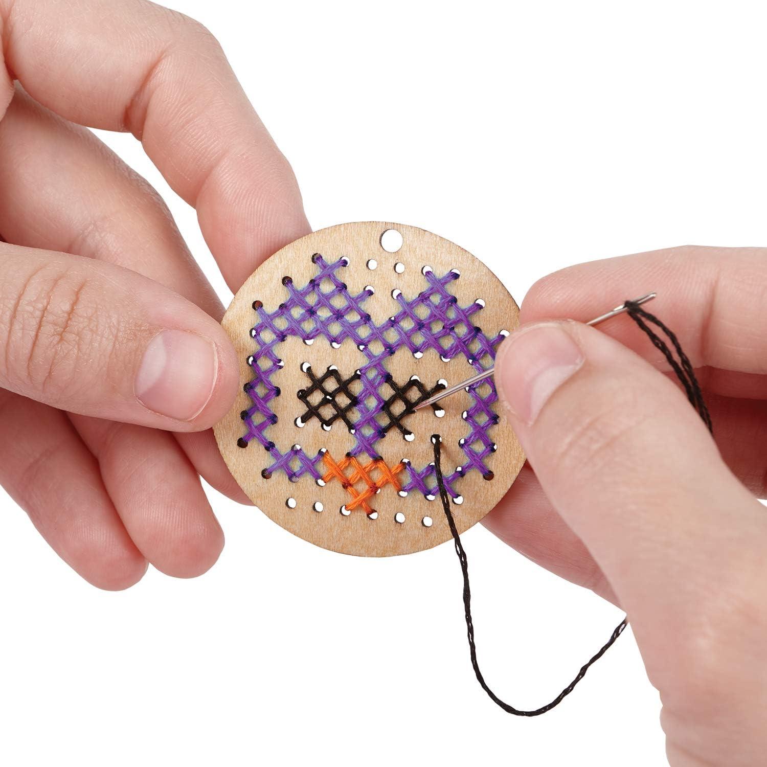 imageMindWare Make Your Own Cross Stitch Cute amp usable DIY Crafts for Girls amp Teens Make 12 Wooden Pendants 29 pcsCrossStitch Jewelry