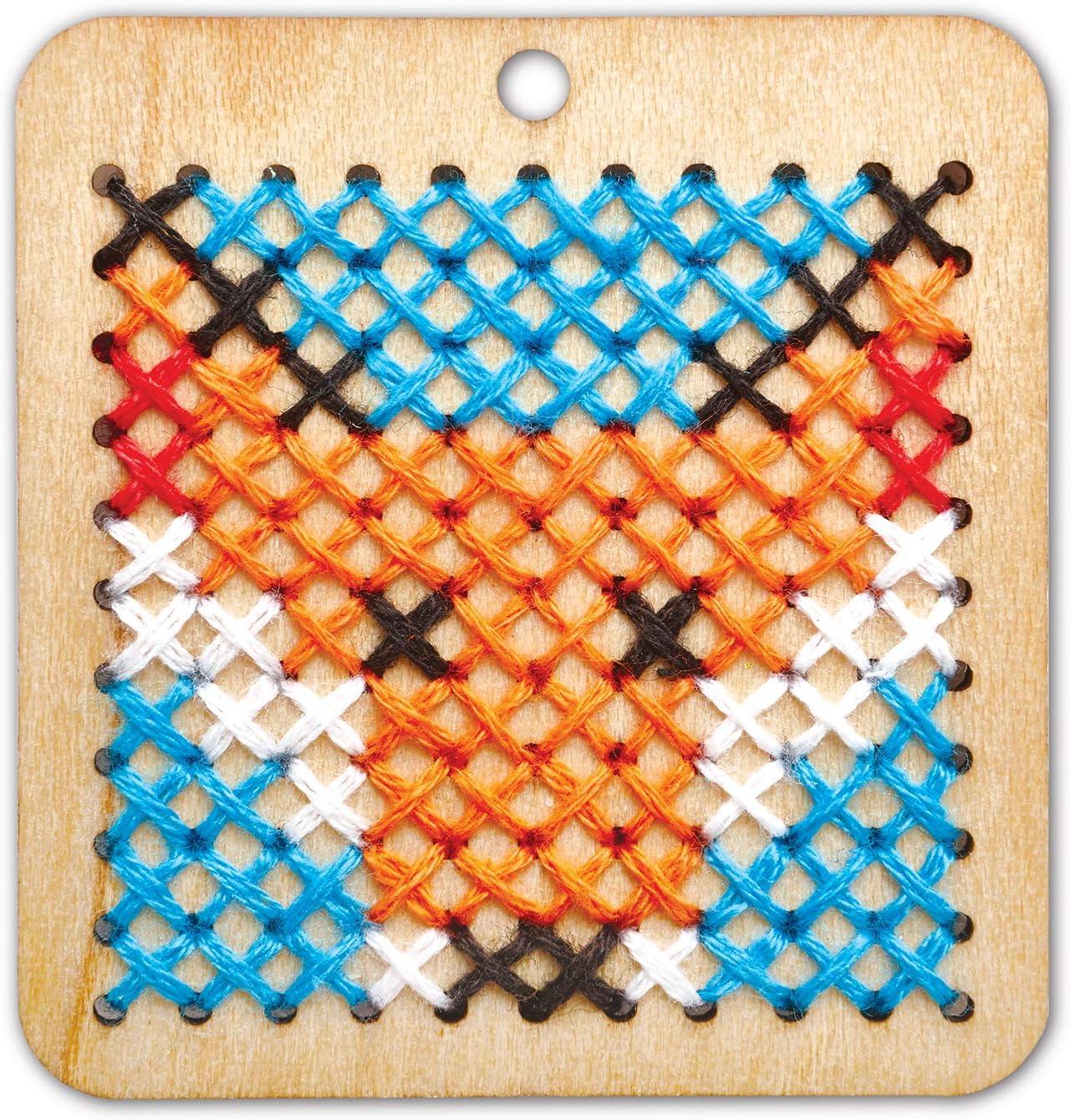 imageMindWare Make Your Own Cross Stitch Cute amp usable DIY Crafts for Girls amp Teens Make 12 Wooden Pendants 29 pcsCrossStitch Jewelry