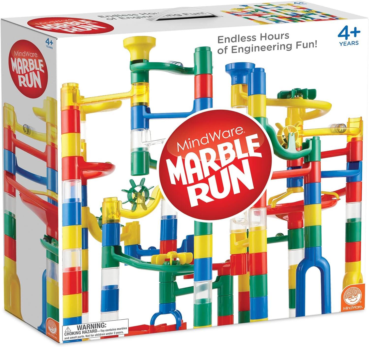 imageMindWare Marble Run 123 Piece Set 103 Durable Pieces and 20 Marbles STEM Building Set for Kids