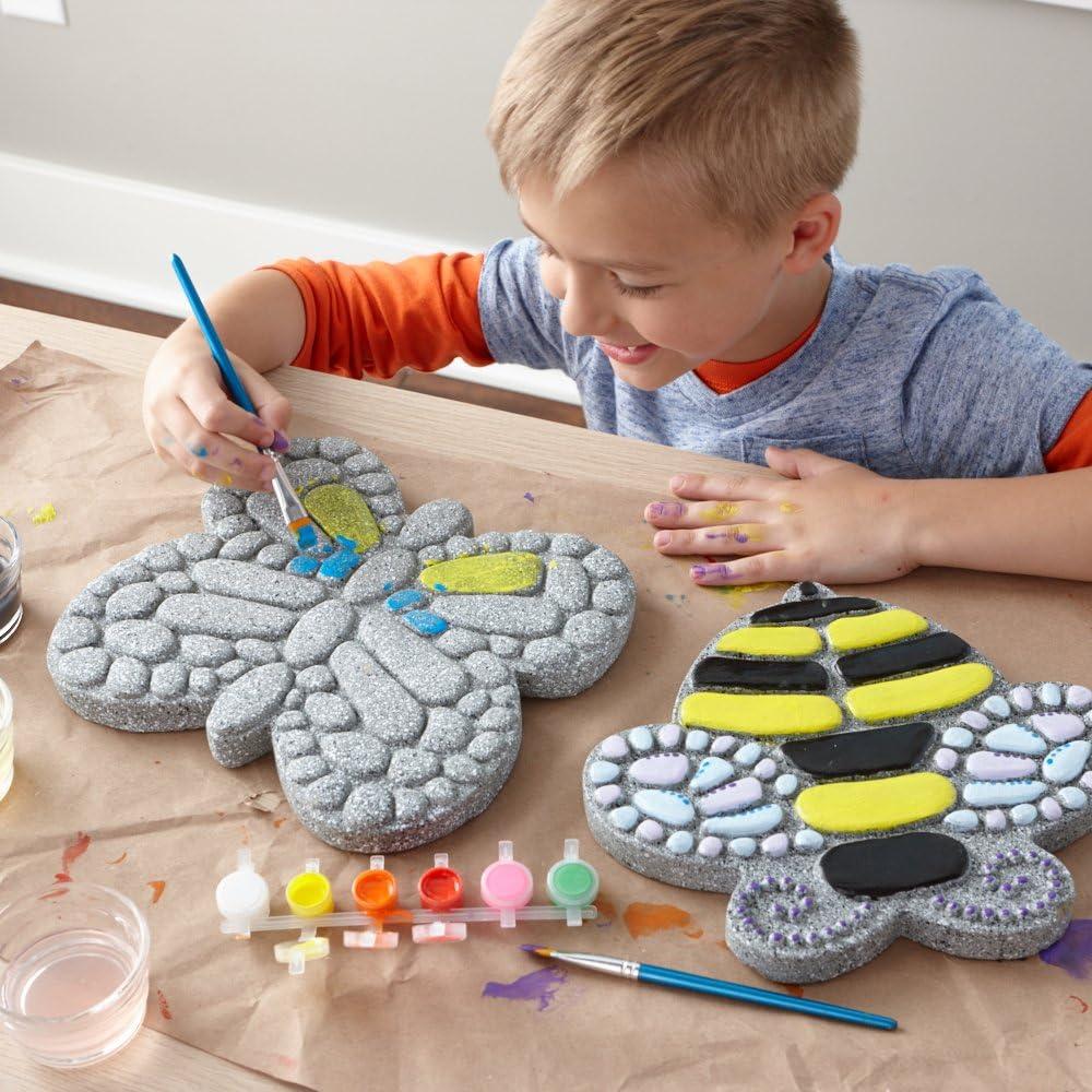 imageMindWare Paint Your Own Stepping Stone Butterfly Rock Painting Kit Stepping Stones Crafts for Kids Ages 8 amp up