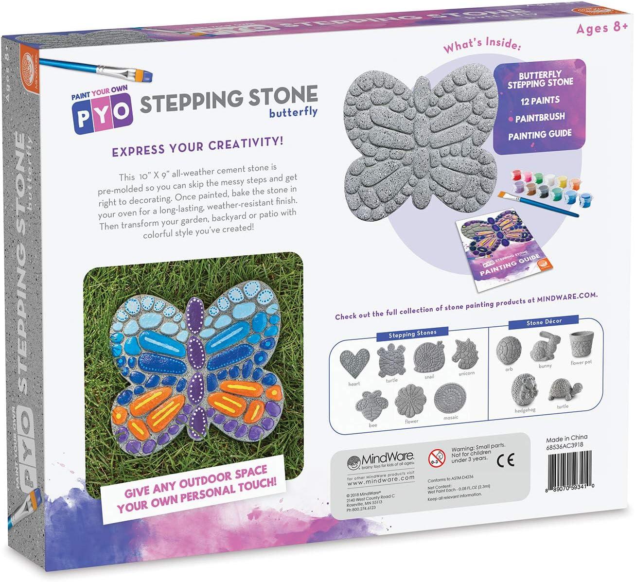 imageMindWare Paint Your Own Stepping Stone Butterfly Rock Painting Kit Stepping Stones Crafts for Kids Ages 8 amp up