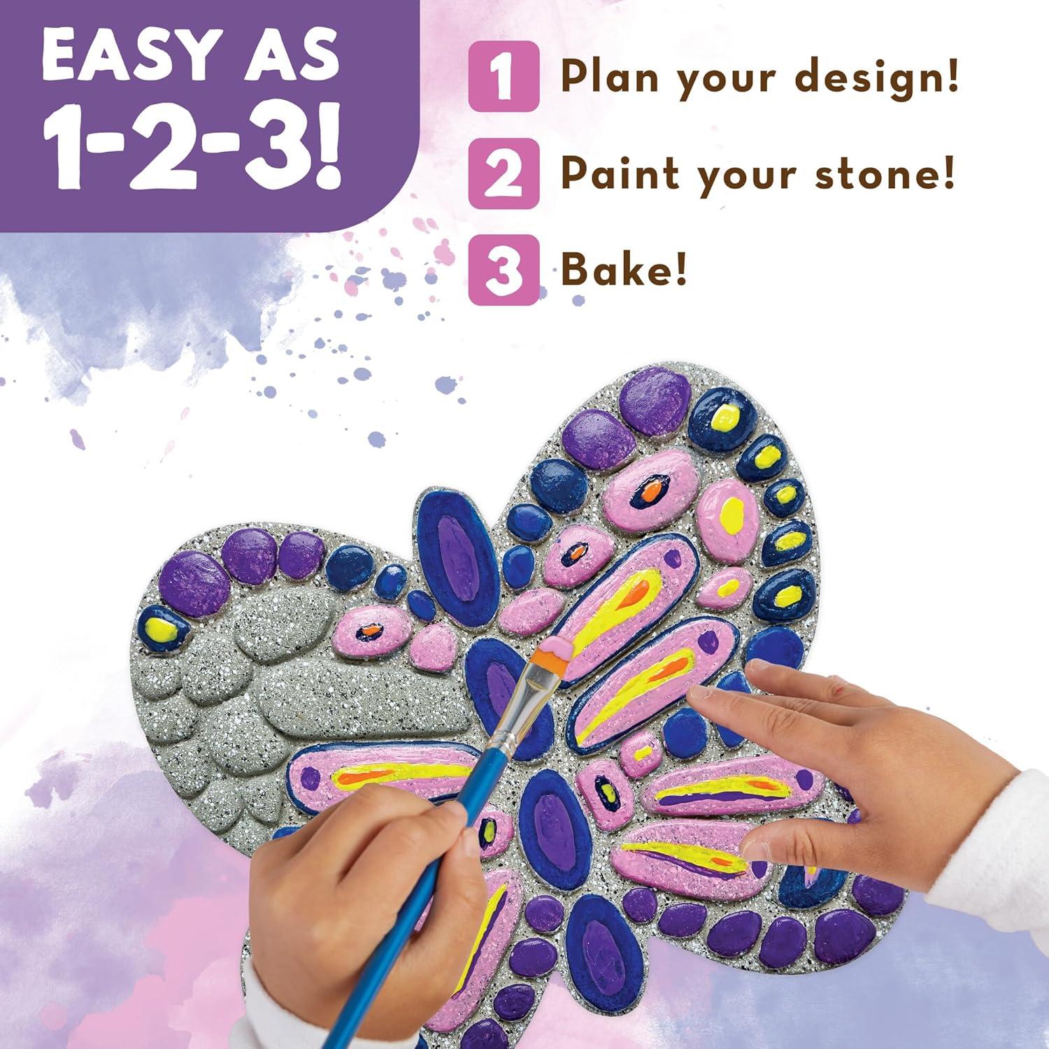 imageMindWare Paint Your Own Stepping Stone Butterfly Rock Painting Kit Stepping Stones Crafts for Kids Ages 8 amp up